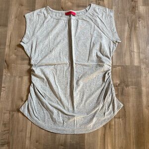 Belle Gray Lisa Rinna Short Sleeve Shirt Women 2XL T-Shirt Gray Ruched Gathered
